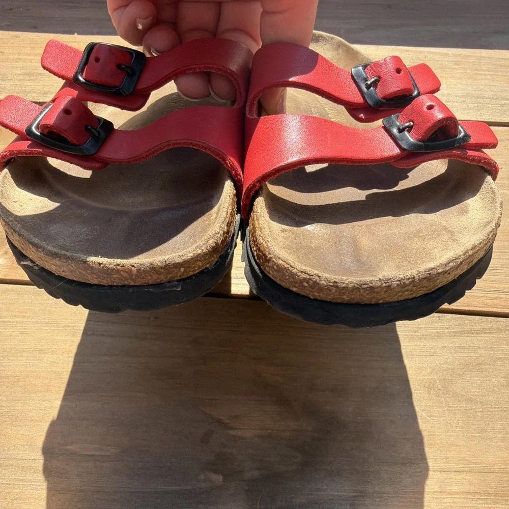 VINTAGE Birkenstock Ibiza Leather Double Strap Sandals RED 36 Women